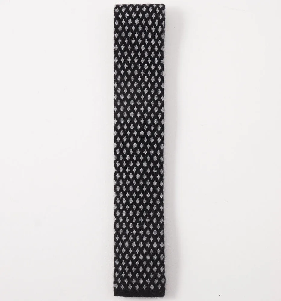 E. Marinella Black and Gray Knit Cashmere Tie