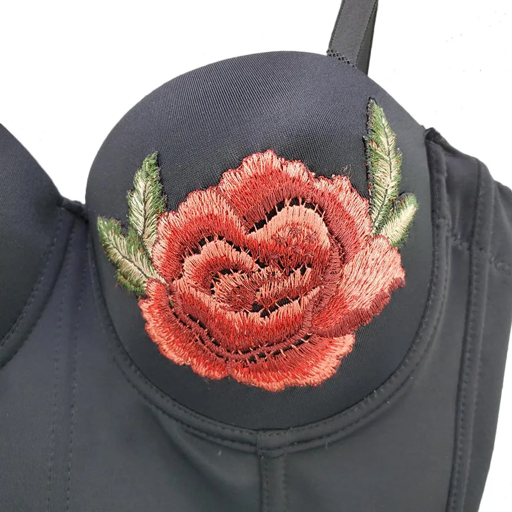 Embroidery Baby Rose Crop Top