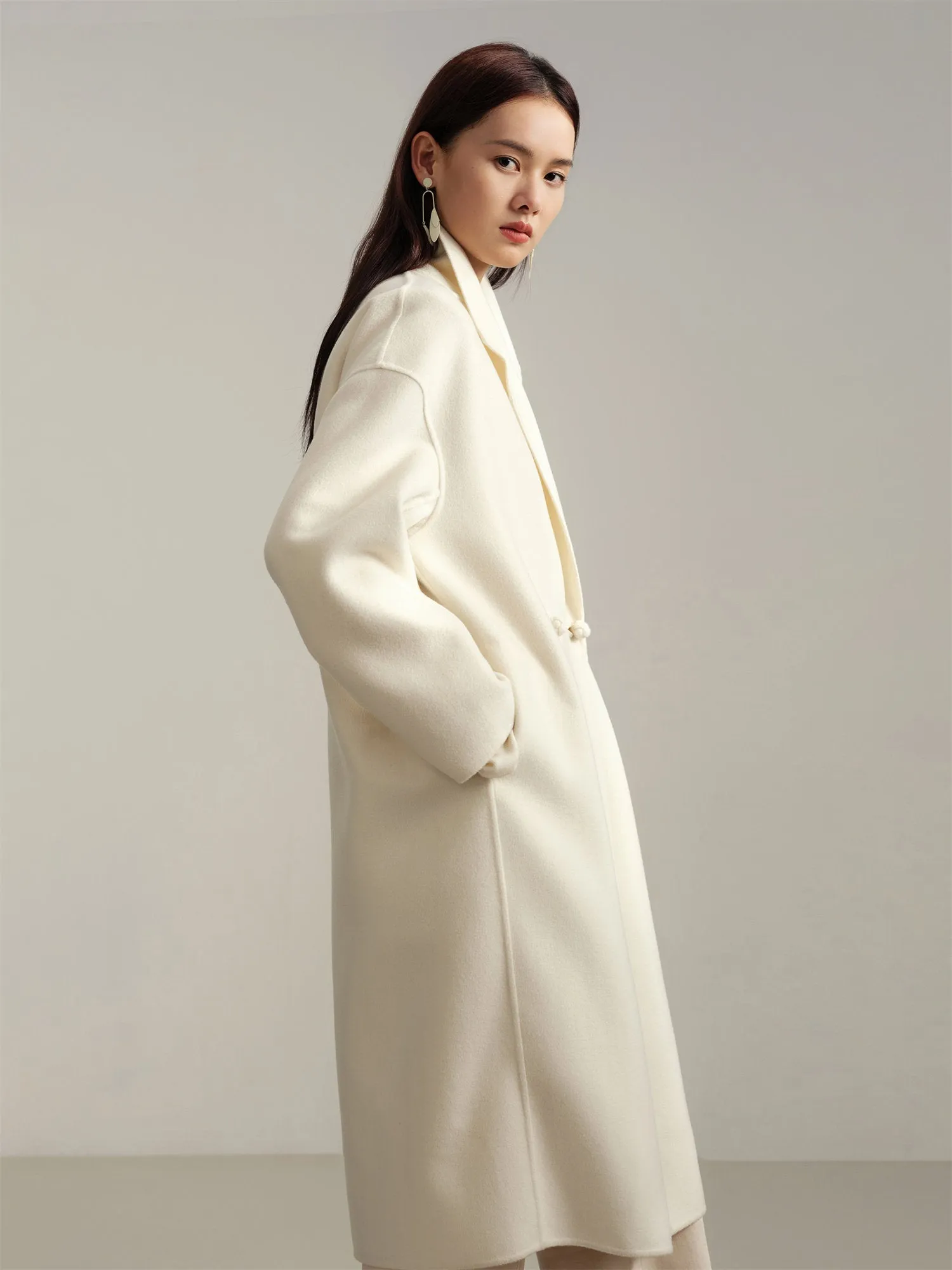 EP YAYING Notched Collar Cashmere Coat