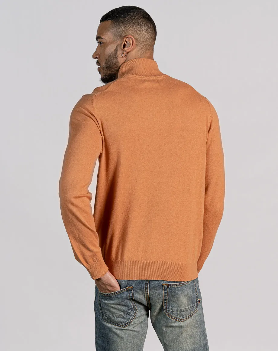 ESSENTIAL HALF ZIP KNITTED JUMPER - CAMEL