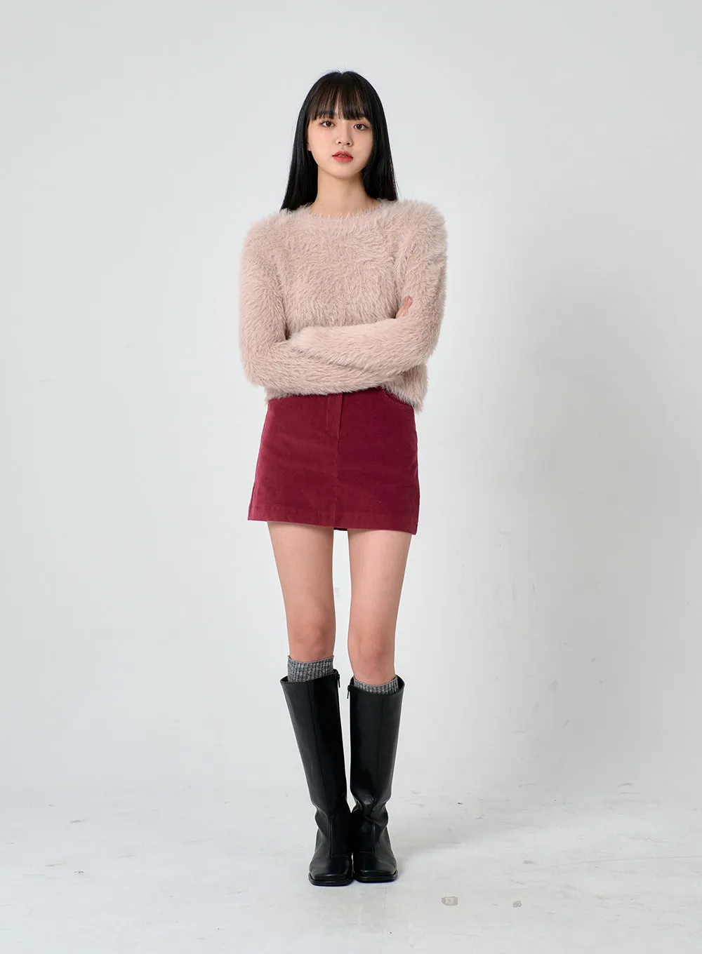 Faux Fur Crop Knit OD02