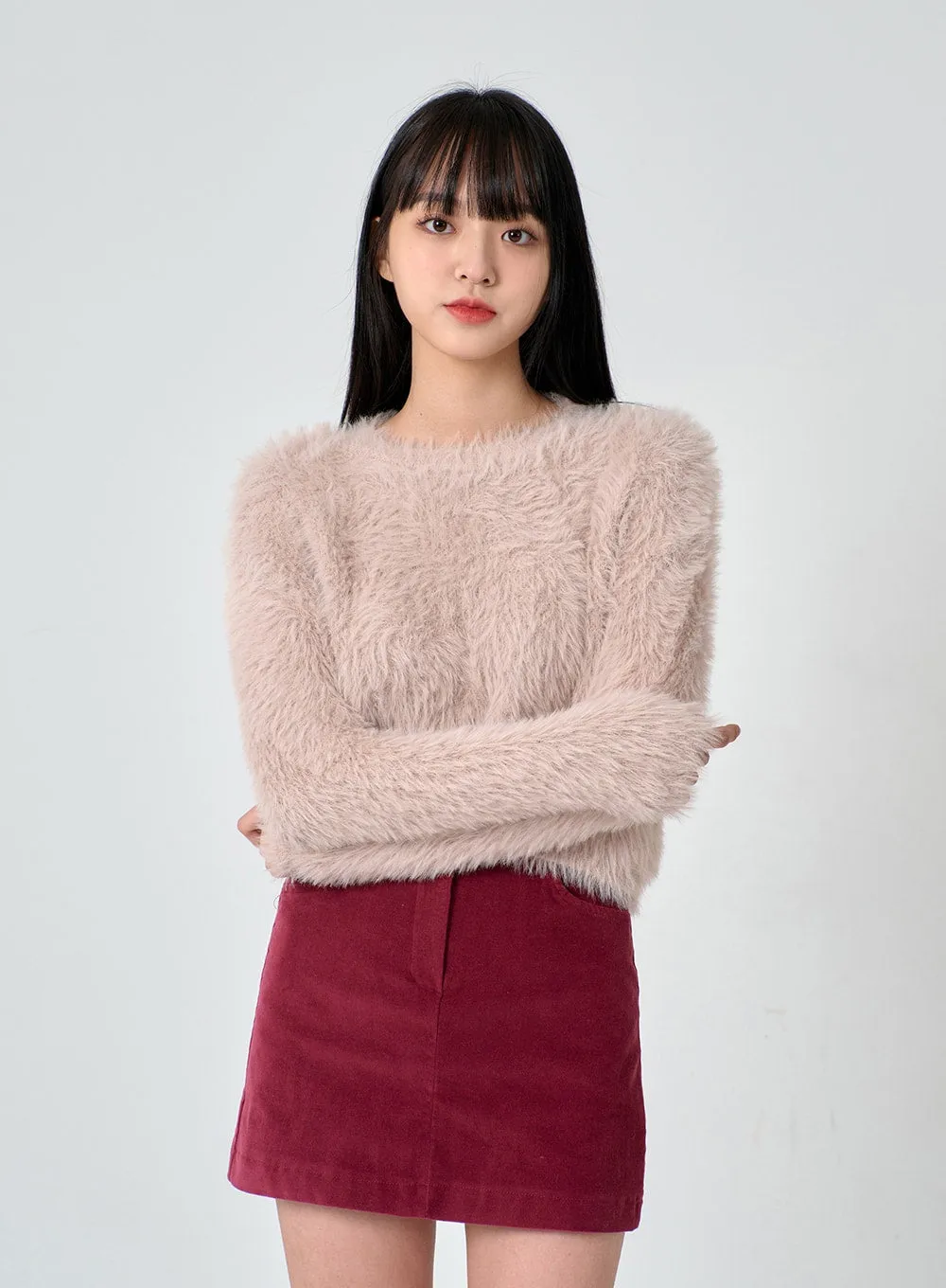 Faux Fur Crop Knit OD02