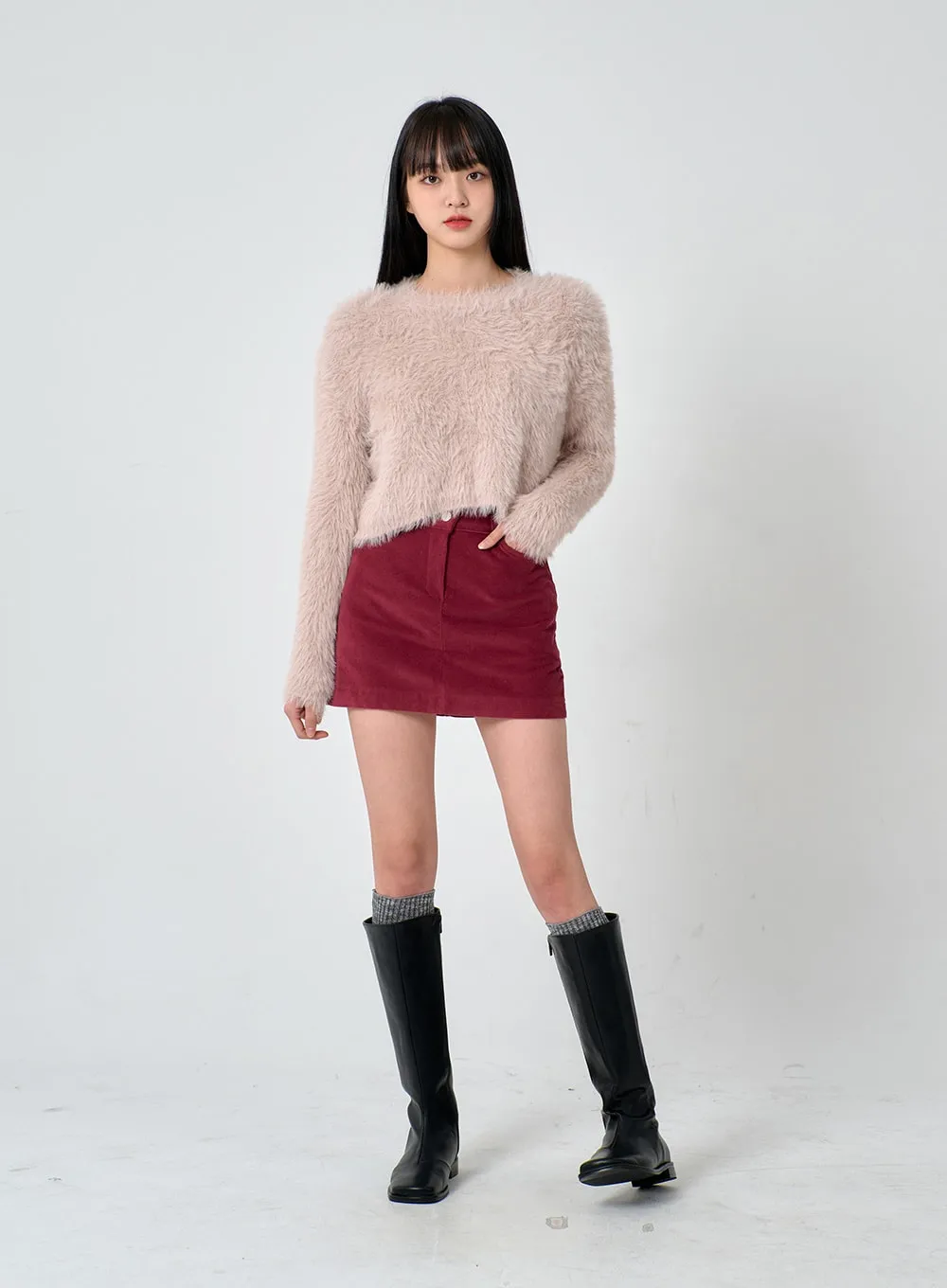 Faux Fur Crop Knit OD02