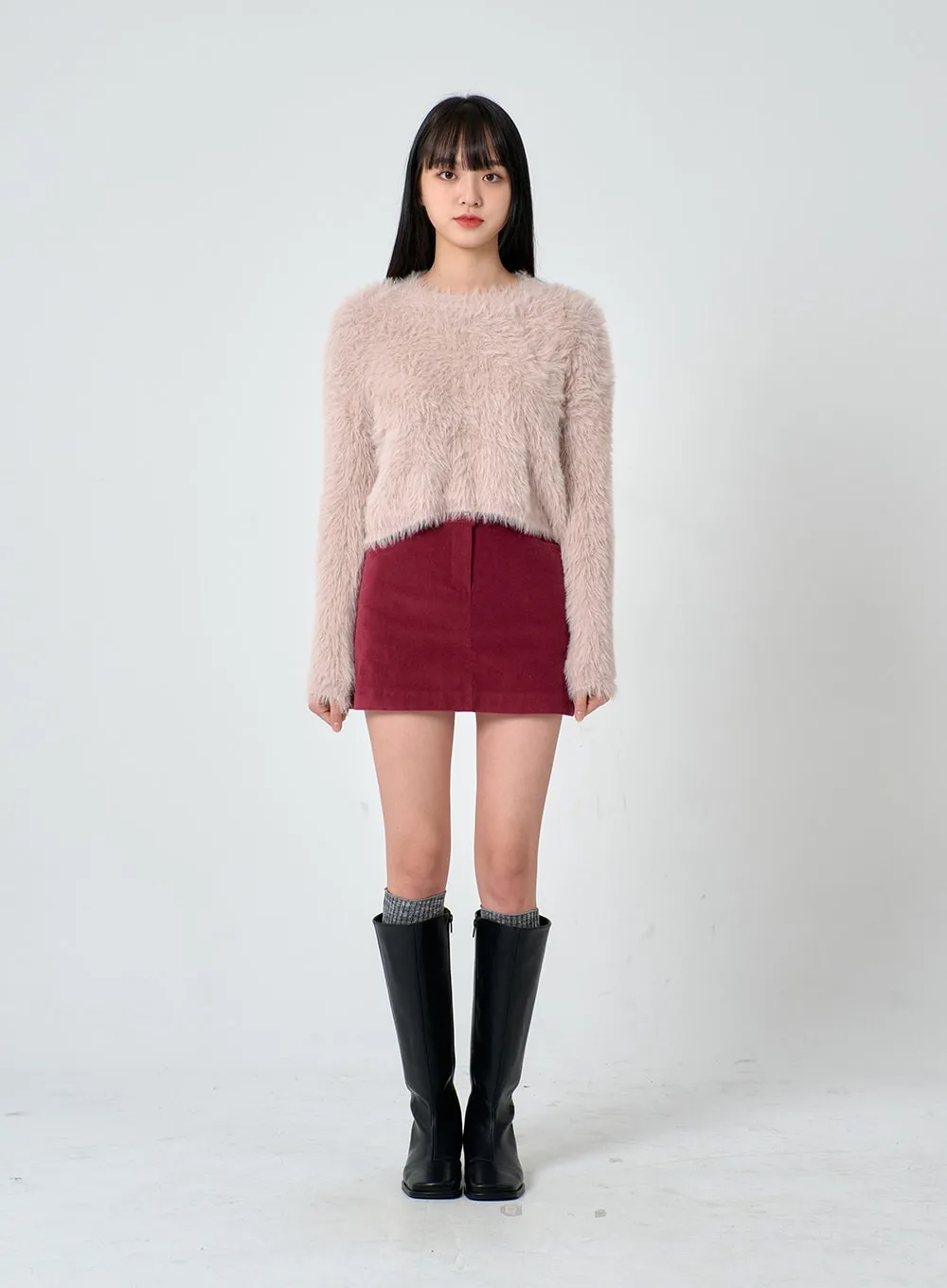 Faux Fur Crop Knit OD02