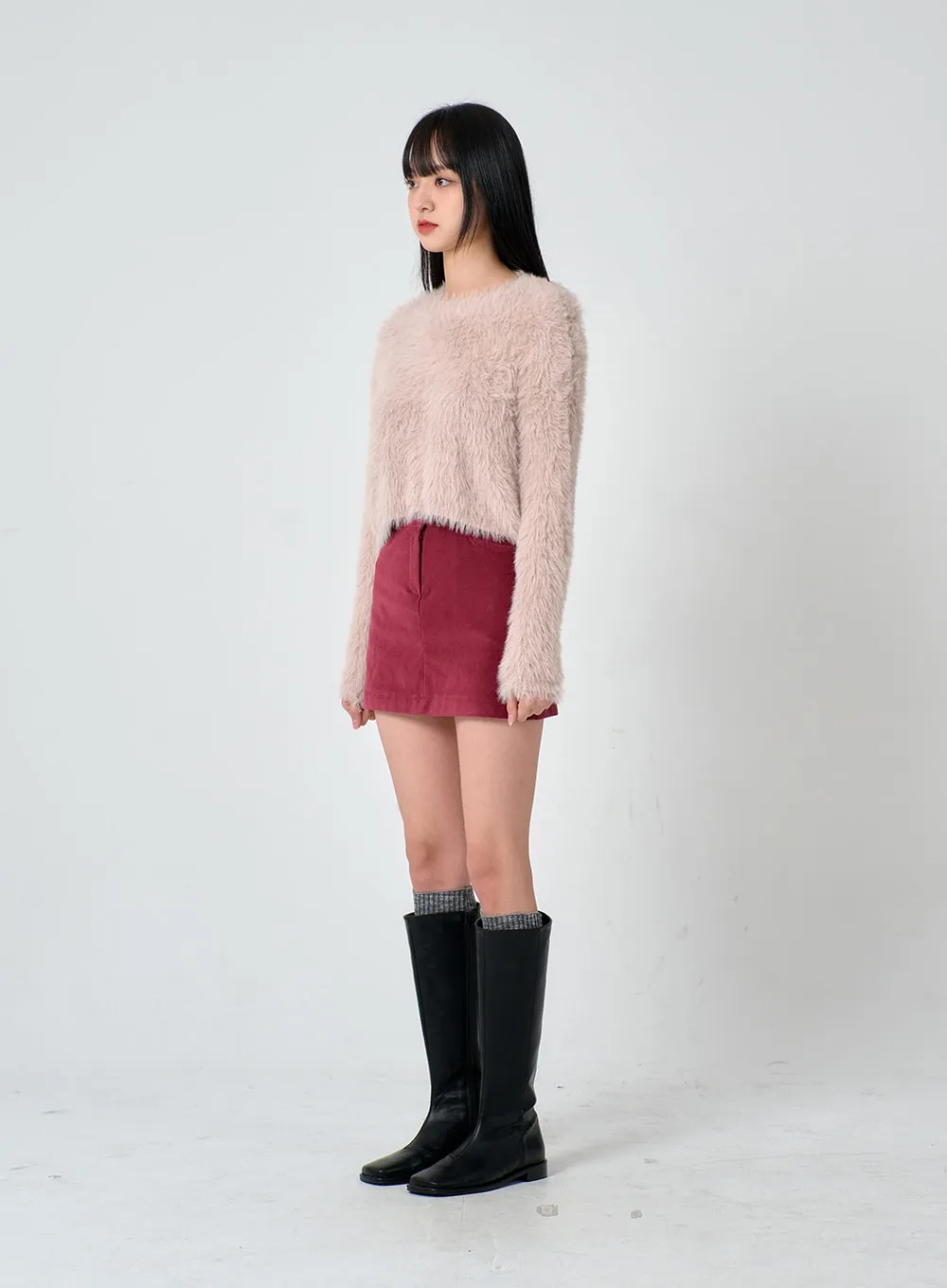 Faux Fur Crop Knit OD02