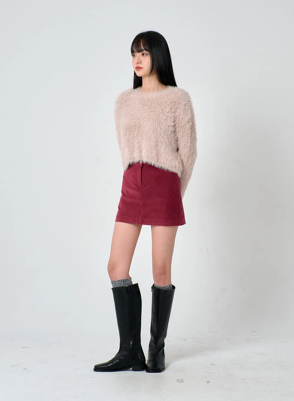 Faux Fur Crop Knit OD02