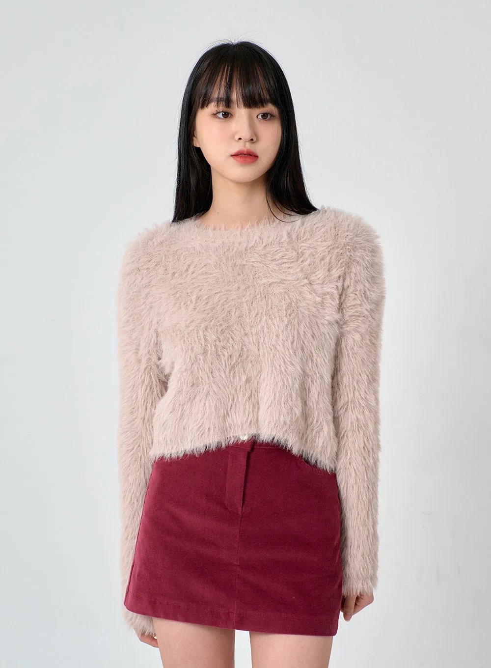 Faux Fur Crop Knit OD02