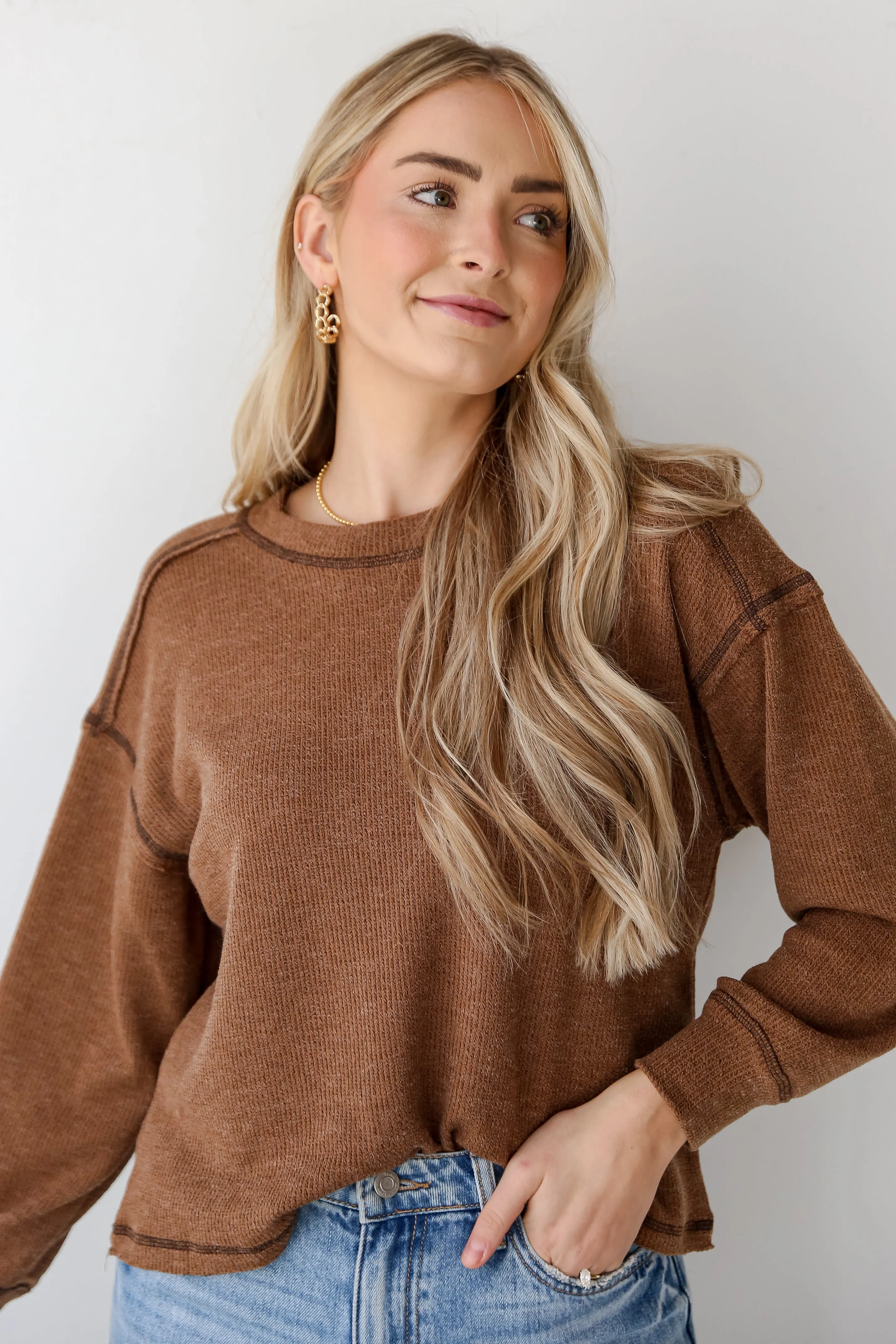 FINAL SALE - Everyday Brilliance Brown Lightweight Knit Top