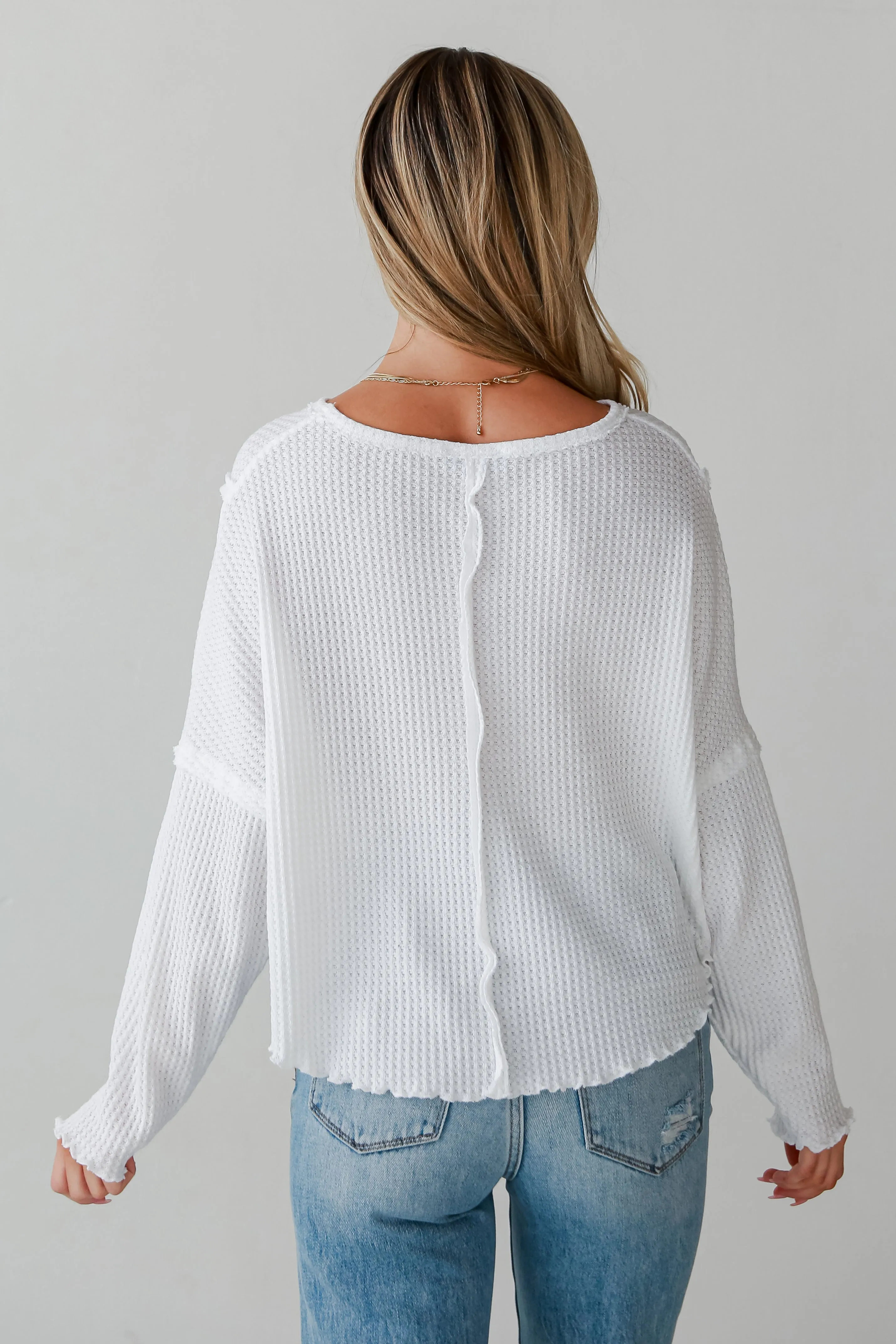 FINAL SALE - Perfectly Mine White Waffle Knit Top