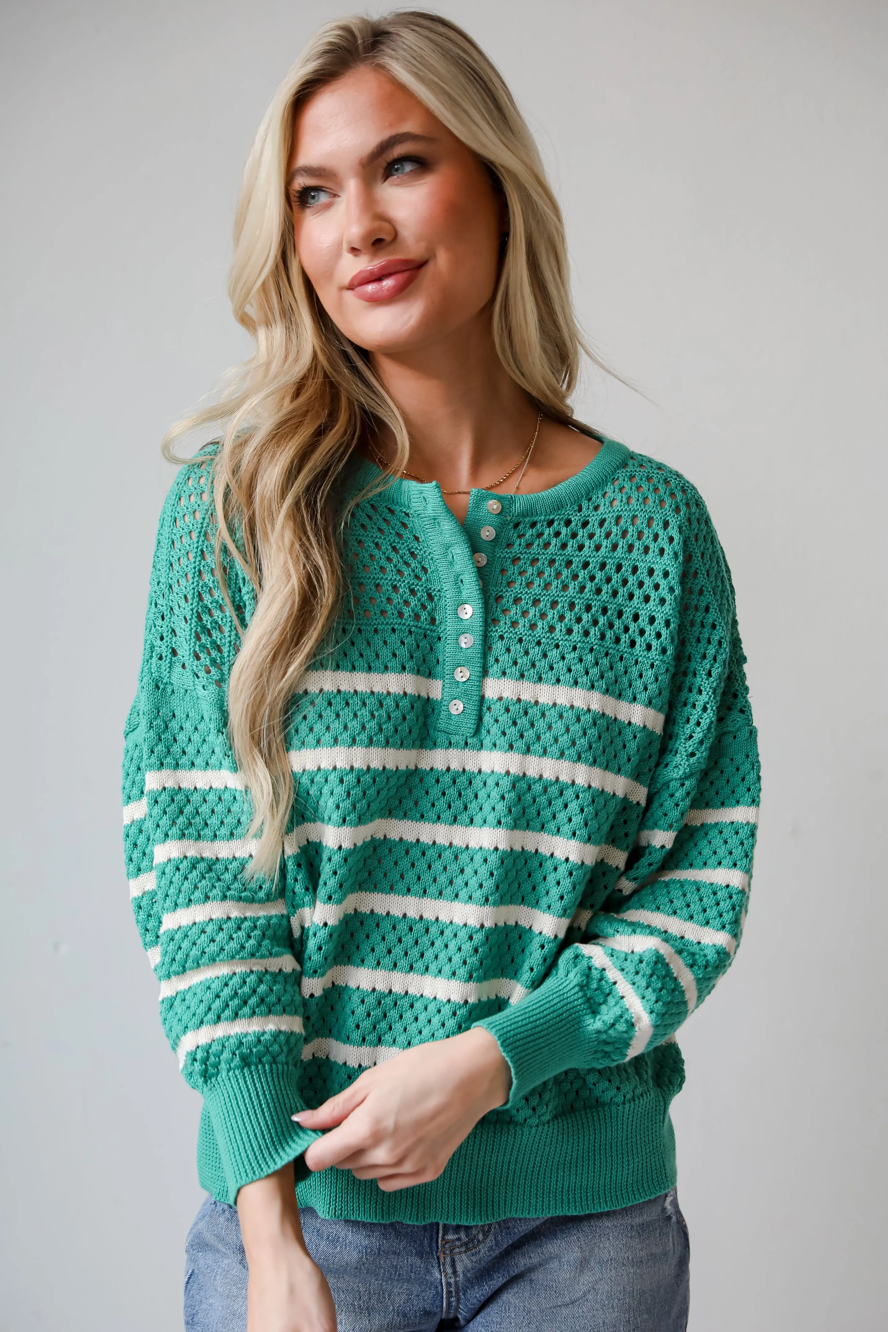 FINAL SALE - Vital Style Emerald Green Striped Knit Top