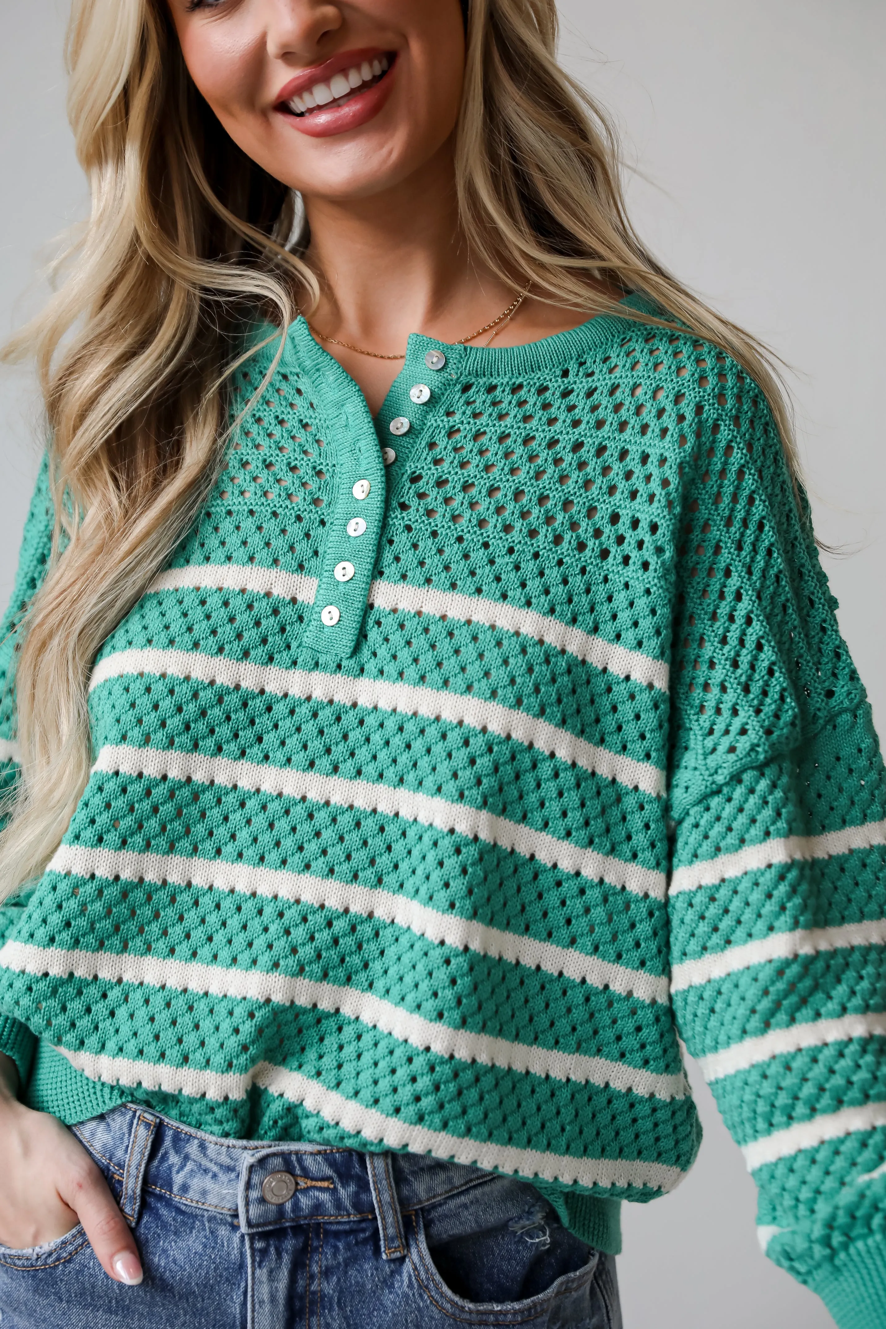 FINAL SALE - Vital Style Emerald Green Striped Knit Top