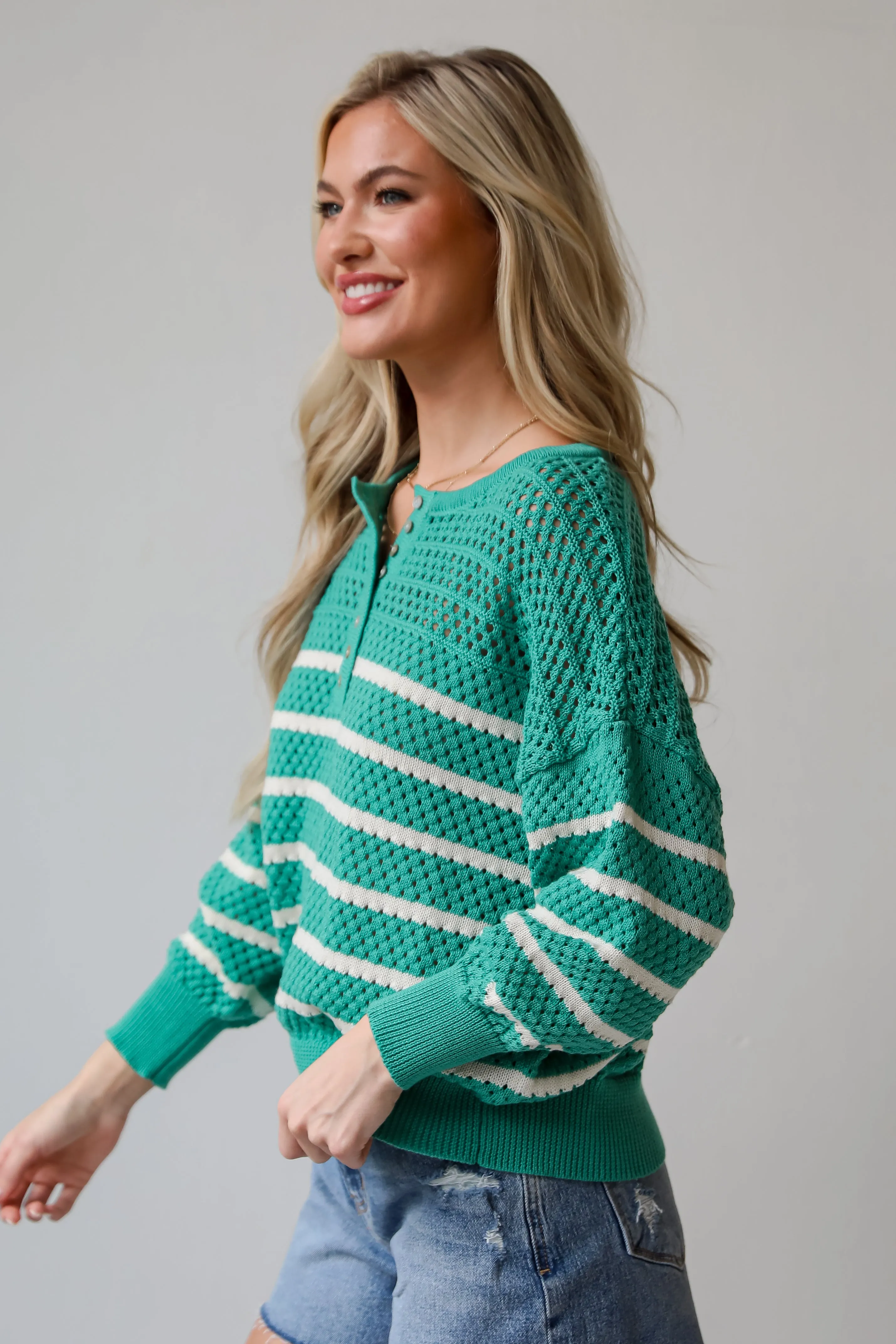 FINAL SALE - Vital Style Emerald Green Striped Knit Top