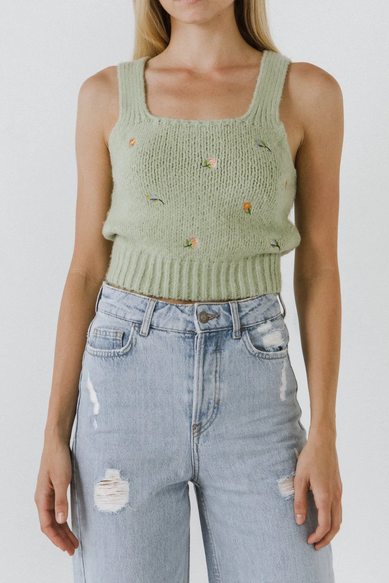 Floral Embroidered Knit Top