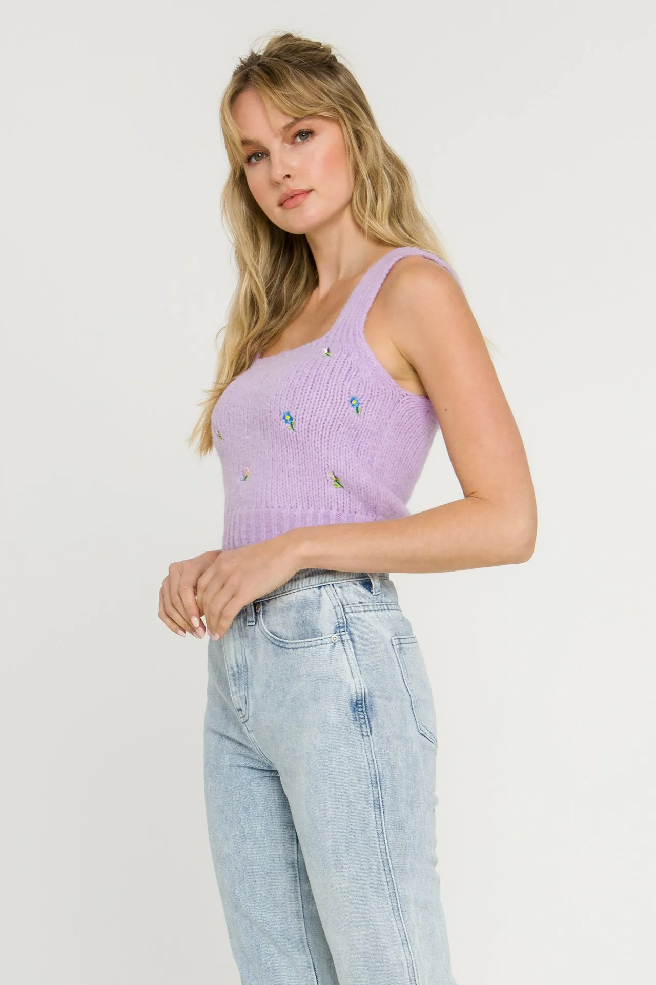 Floral Embroidered Knit Top