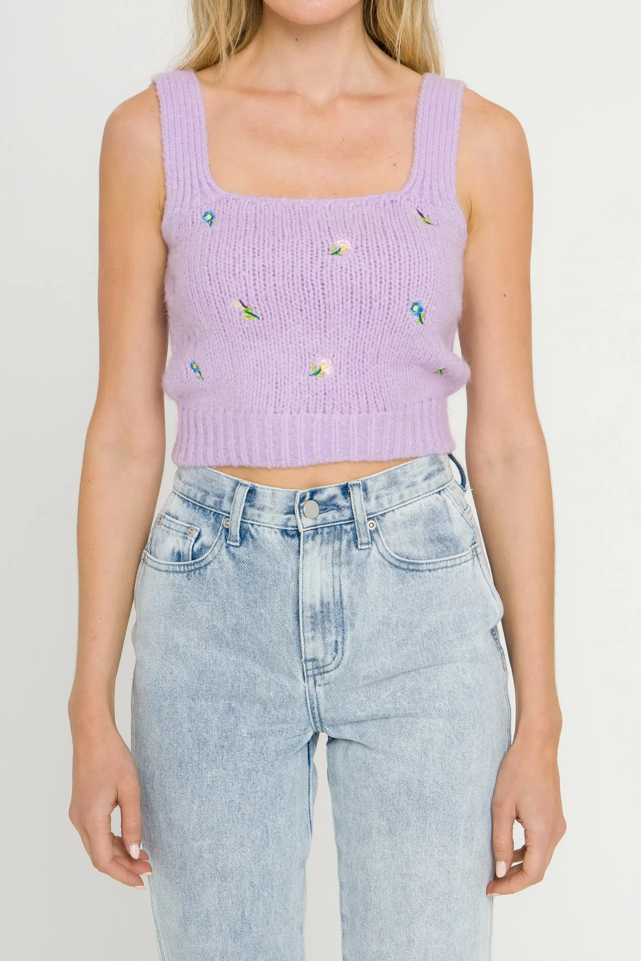 Floral Embroidered Knit Top