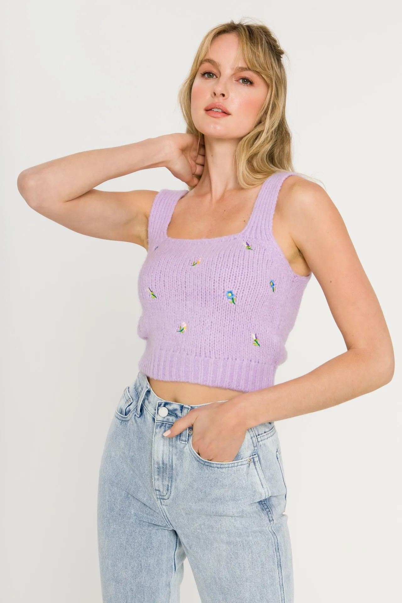 Floral Embroidered Knit Top