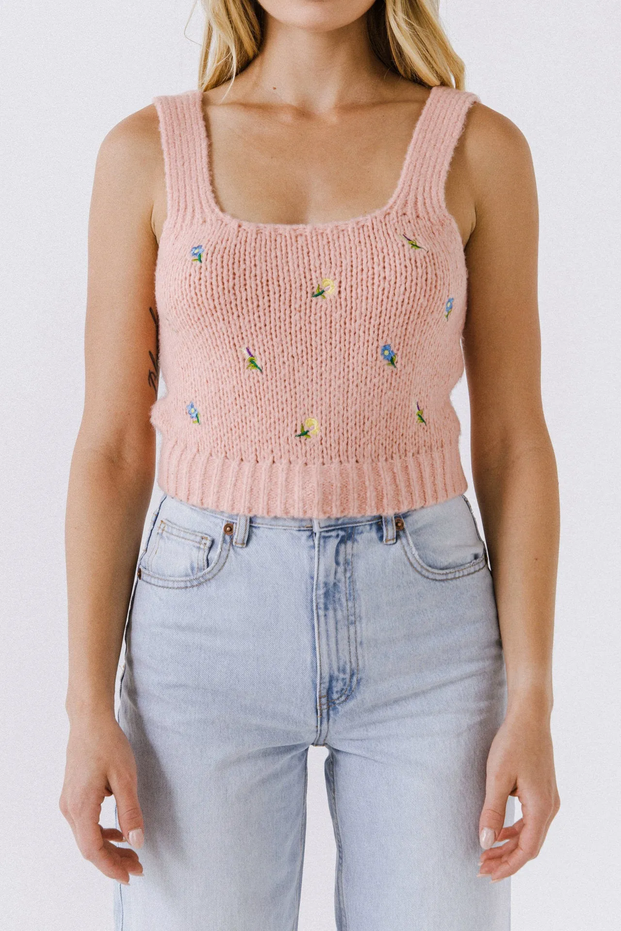 Floral Embroidered Knit Top