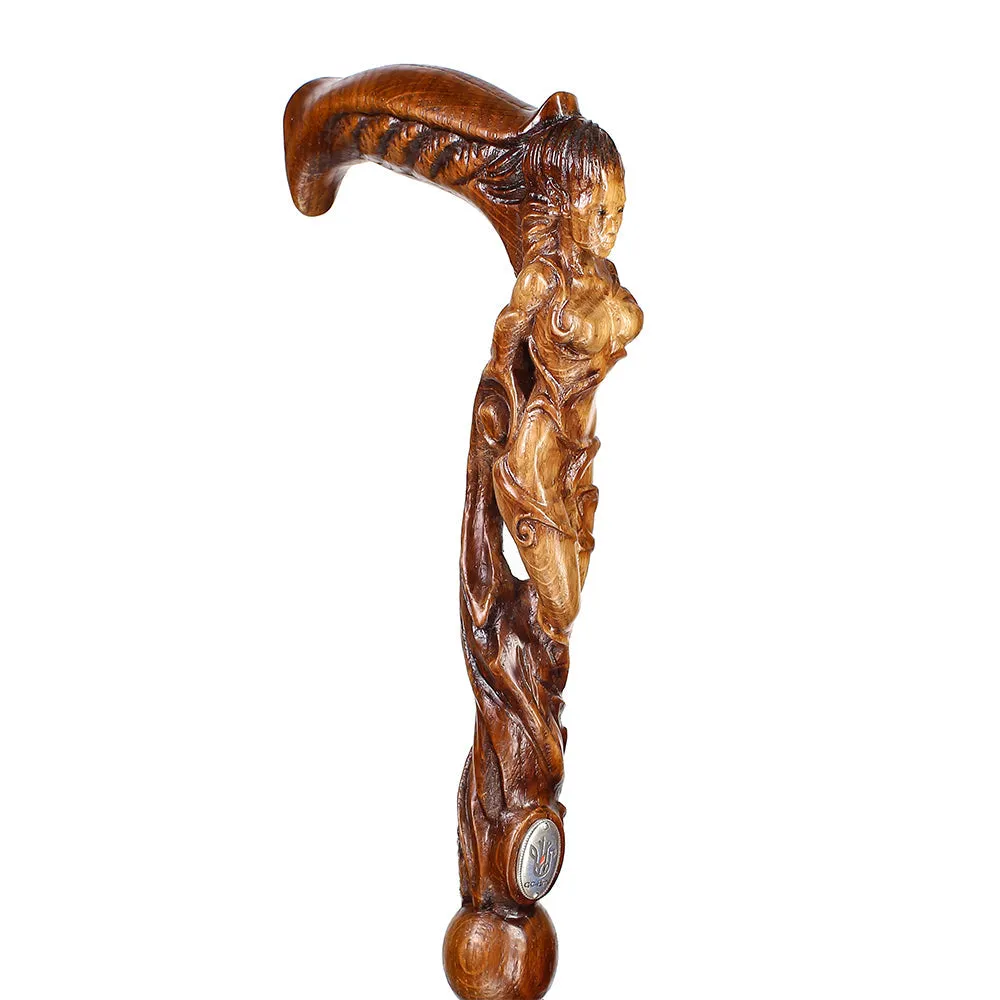 Forest fairy (dark) Artisan Intricate Handcarved Cane