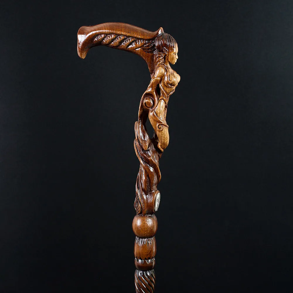 Forest fairy (dark) Artisan Intricate Handcarved Cane