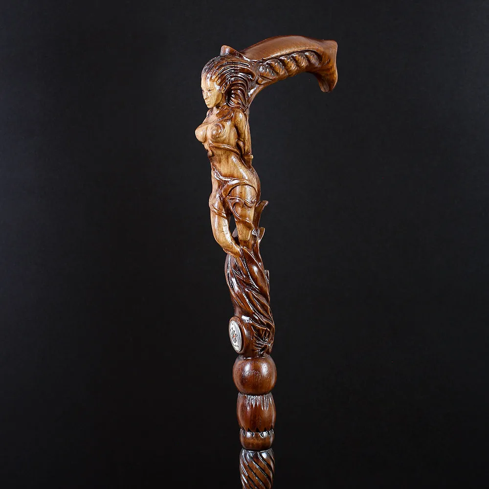 Forest fairy (dark) Artisan Intricate Handcarved Cane