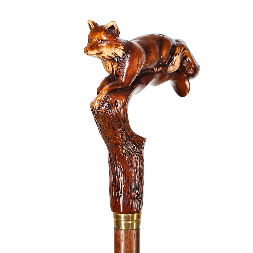 Fox Artisan Intricate Handcarved Cane