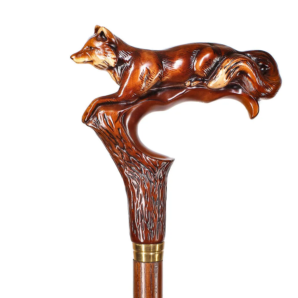 Fox Artisan Intricate Handcarved Cane