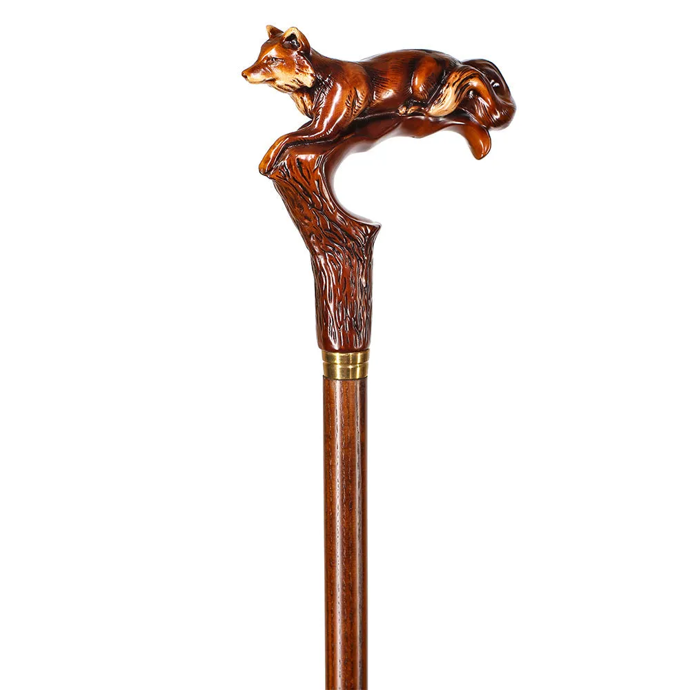 Fox Artisan Intricate Handcarved Cane