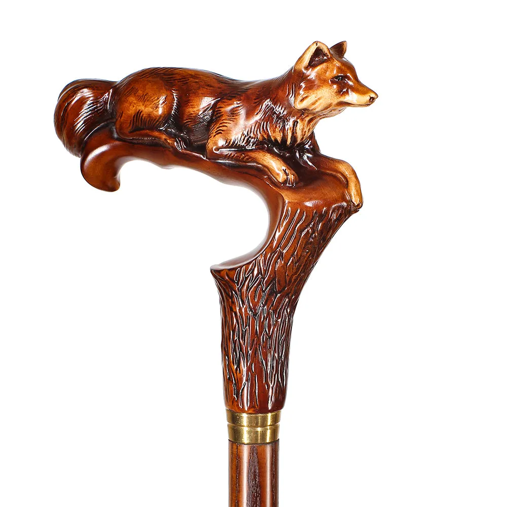 Fox Artisan Intricate Handcarved Cane