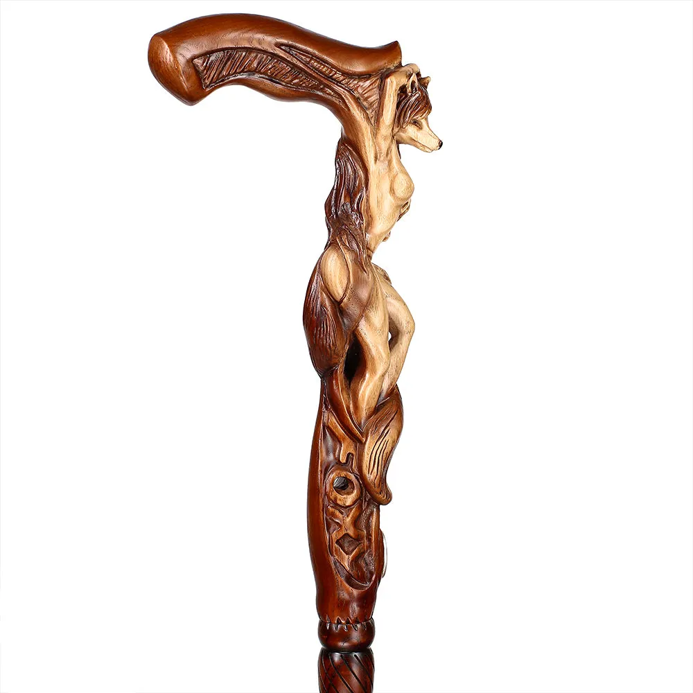 Foxy Girl - Intricate Handcarved Cane