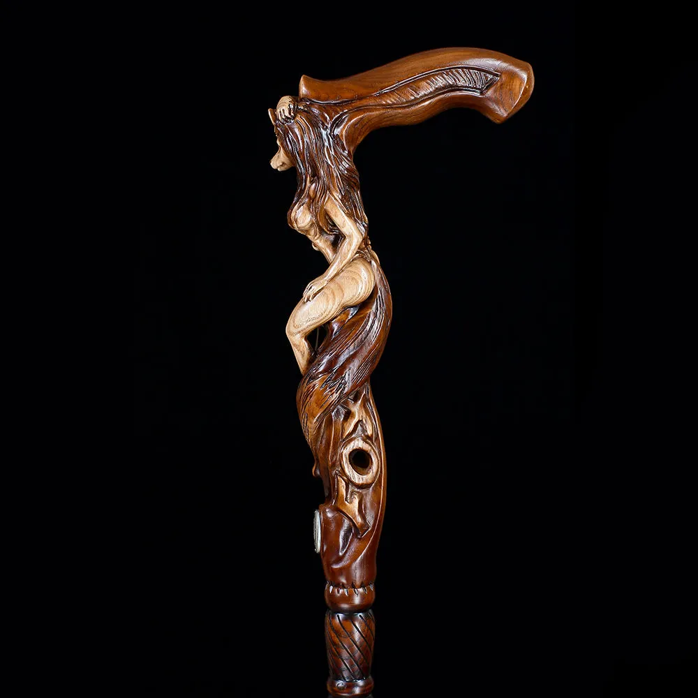 Foxy Girl - Intricate Handcarved Cane