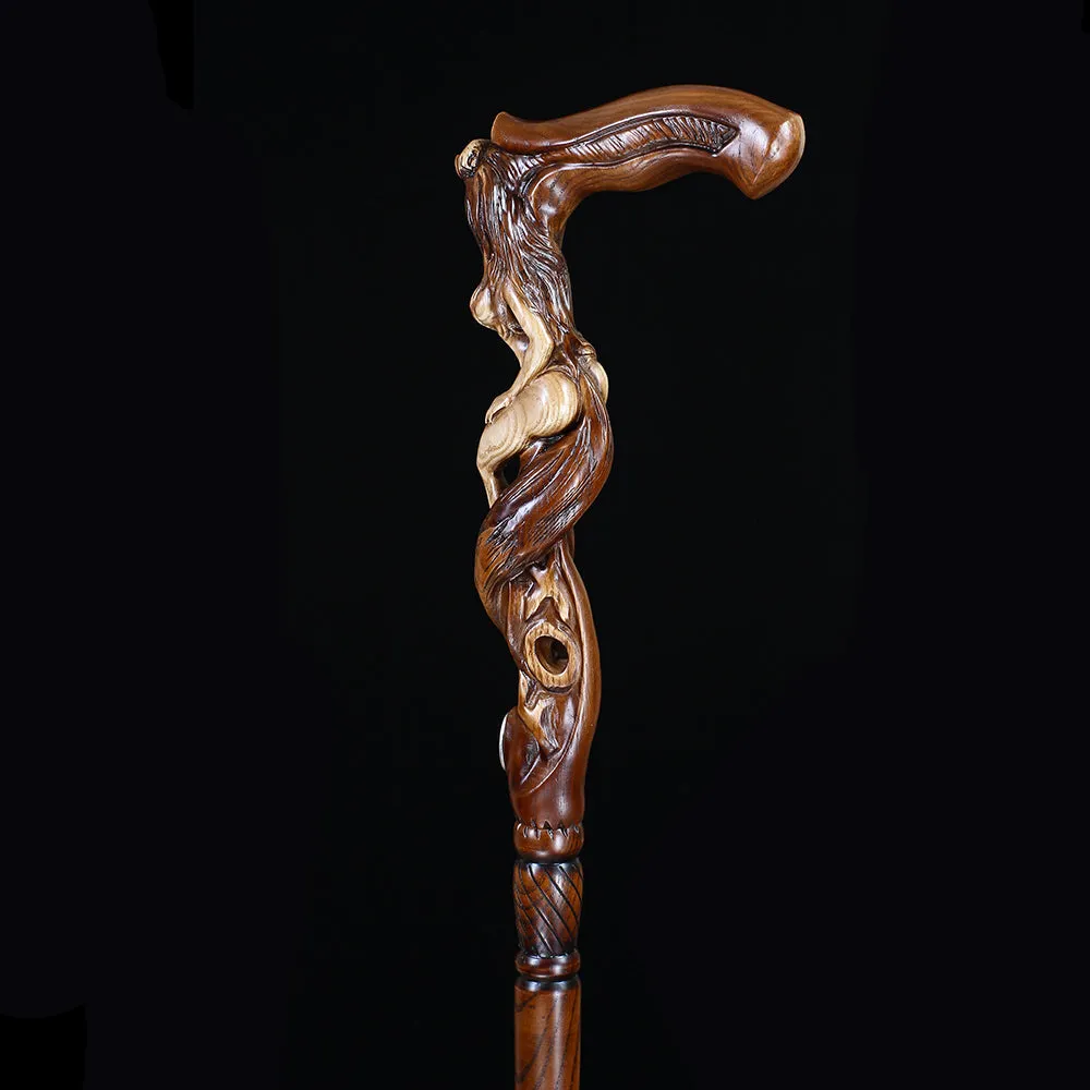 Foxy Girl - Intricate Handcarved Cane