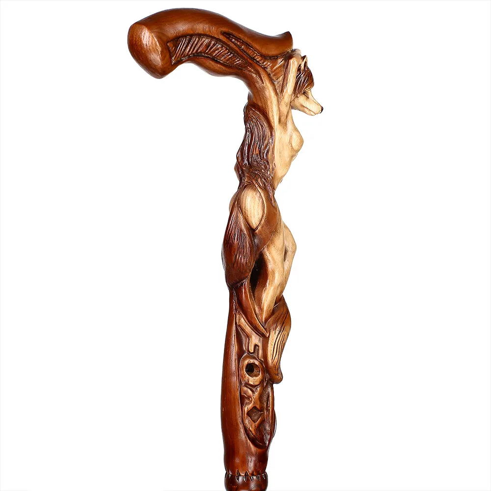 Foxy Girl - Intricate Handcarved Cane