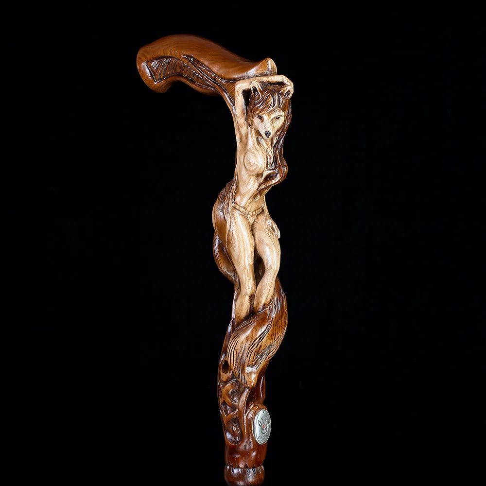 Foxy Girl - Intricate Handcarved Cane