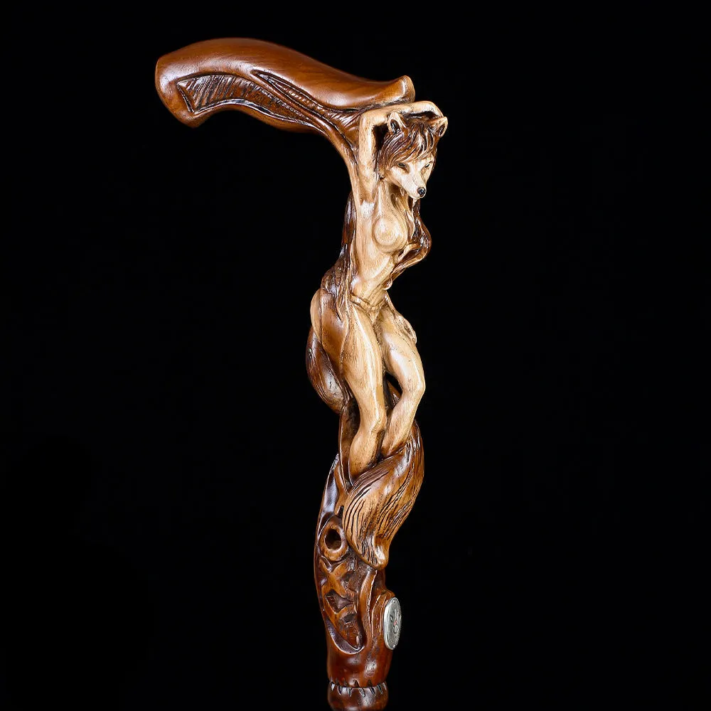 Foxy Girl - Intricate Handcarved Cane