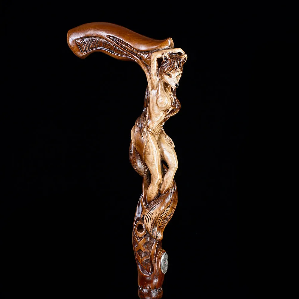 Foxy Girl - Intricate Handcarved Cane