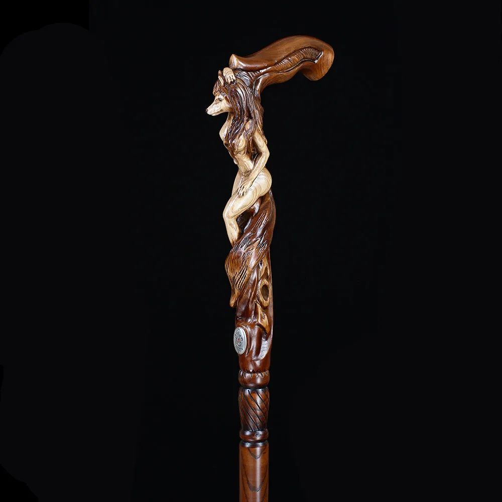 Foxy Girl - Intricate Handcarved Cane