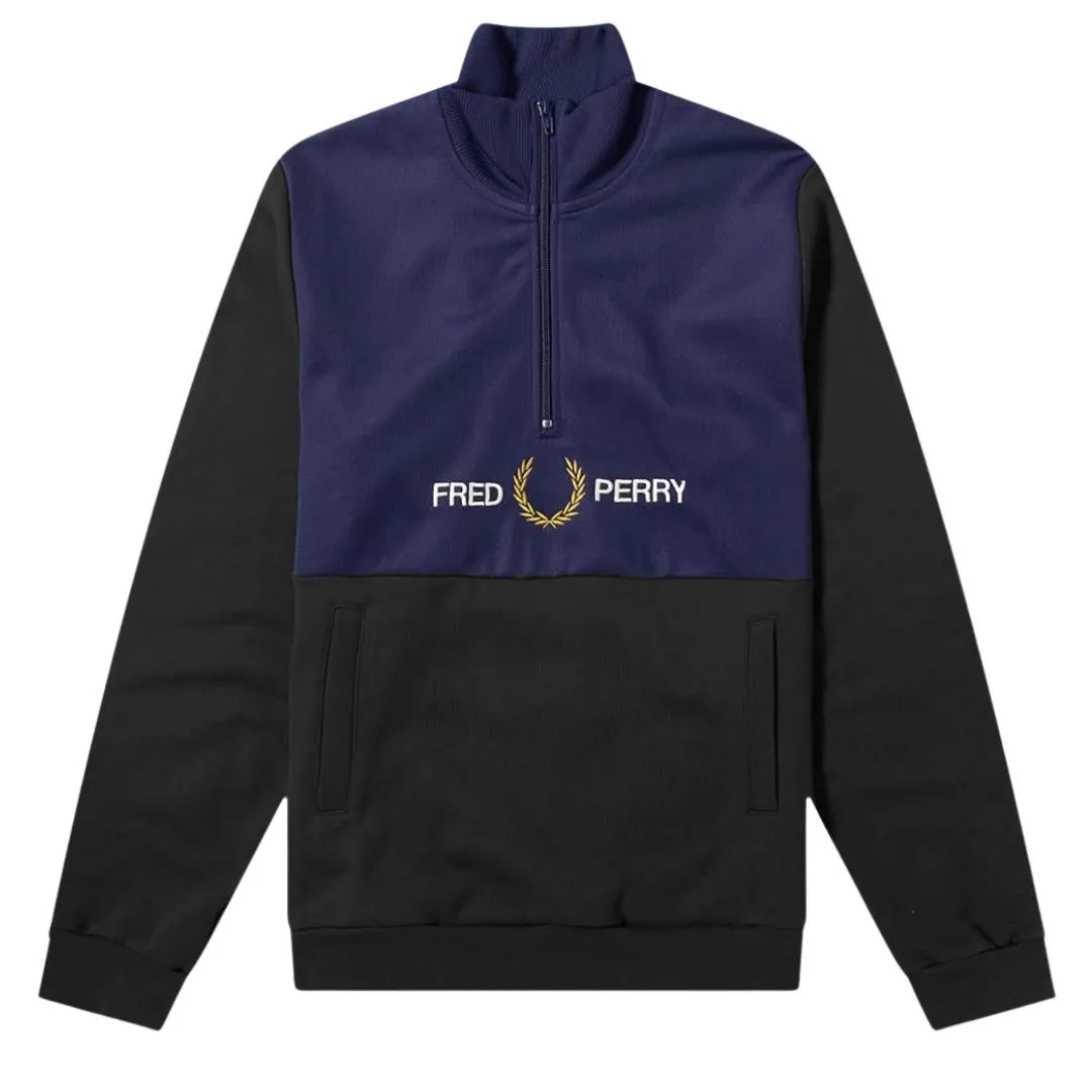 Fred Perry Half Zip Pull Over Black Jumper