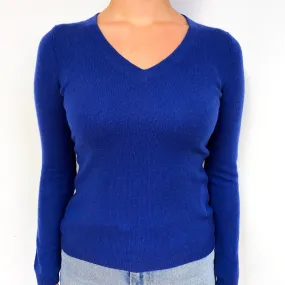 French Navy Blue Cashmere V-Neck Jumper Small/Petite