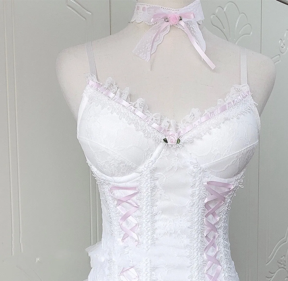 French Retro Lace Corset Sling Top Women