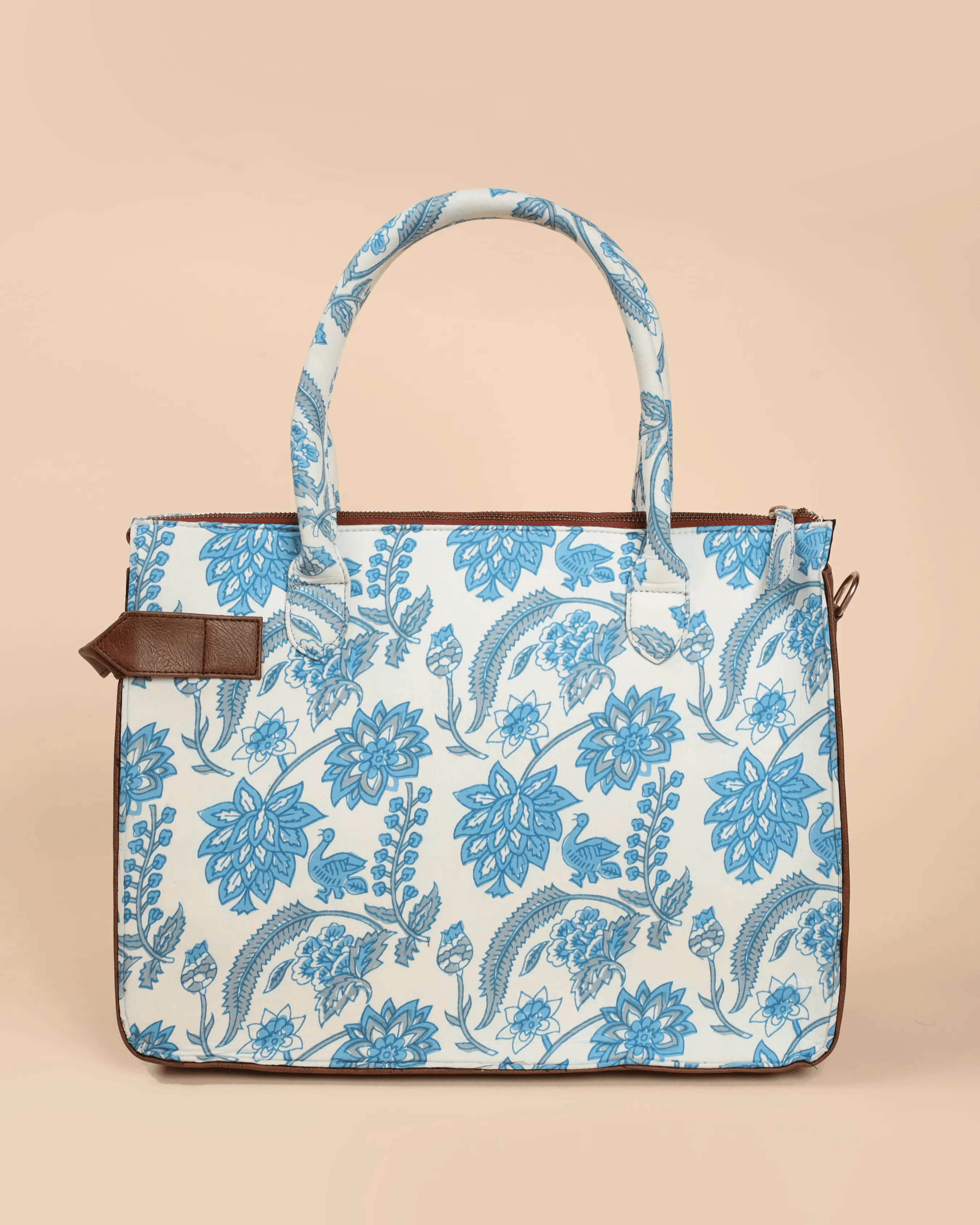 Frosty Blue Handblock Shoulder Bag