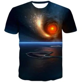 Galaxy Space T-shirt Men Flame Shirt Print Aurora Tshirt Printed Gothic Tshirts Novelty Short Sleeve T shirts Men/women Tee Top