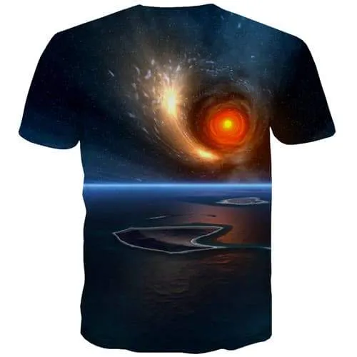 Galaxy Space T-shirt Men Flame Shirt Print Aurora Tshirt Printed Gothic Tshirts Novelty Short Sleeve T shirts Men/women Tee Top