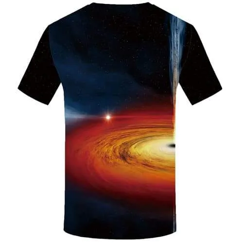 Galaxy Space T shirts Men Black Hole Tshirt Printed Lightning Tshirts Novelty Psychedelic Tshirts Cool Gothic T shirts Funny