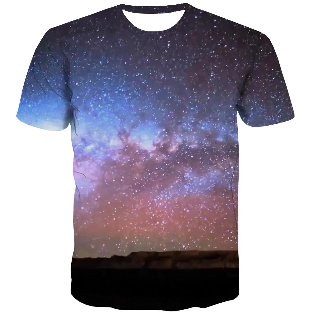 Galaxy T shirts Men Planet Tshirt Anime Starry Sky Shirt Print Colorful Tshirts Casual Harajuku T-shirts Graphic