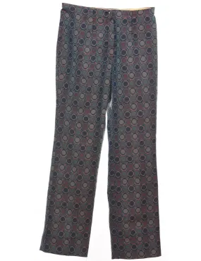 Geometric Pattern Vintage Blue & Purple Trousers - W28 L30