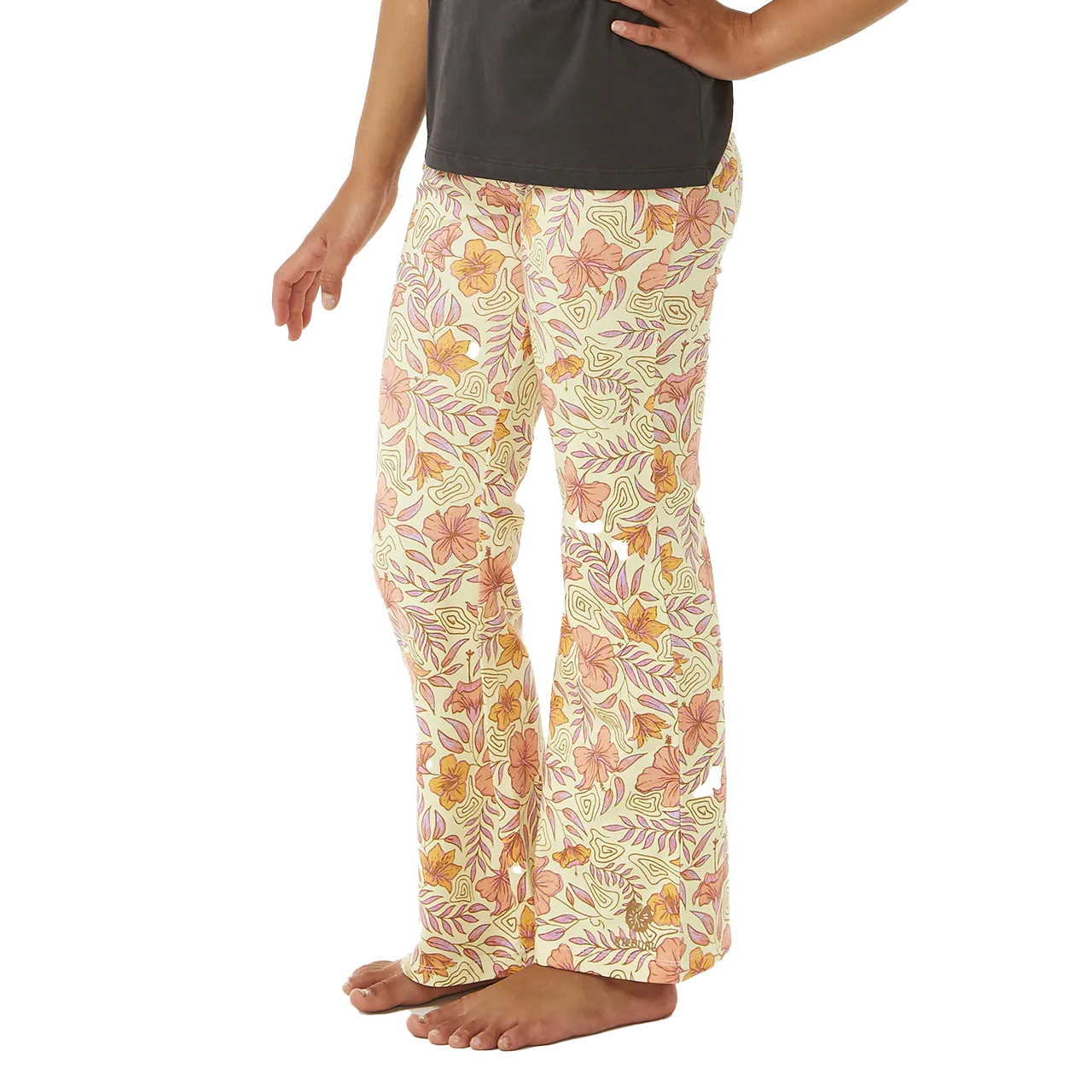 Girls Tropic Floral Bell Trousers in Lemon Ice