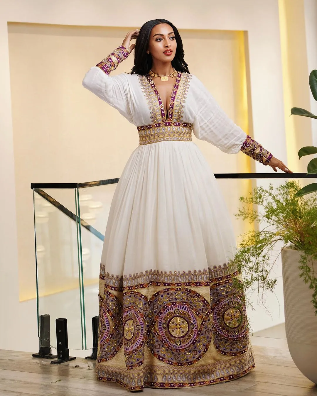 Gorgeous Ethiopian Wedding Dress Beaded Habesha Wedding Dress