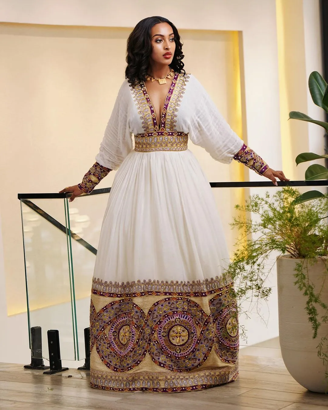 Gorgeous Ethiopian Wedding Dress Beaded Habesha Wedding Dress