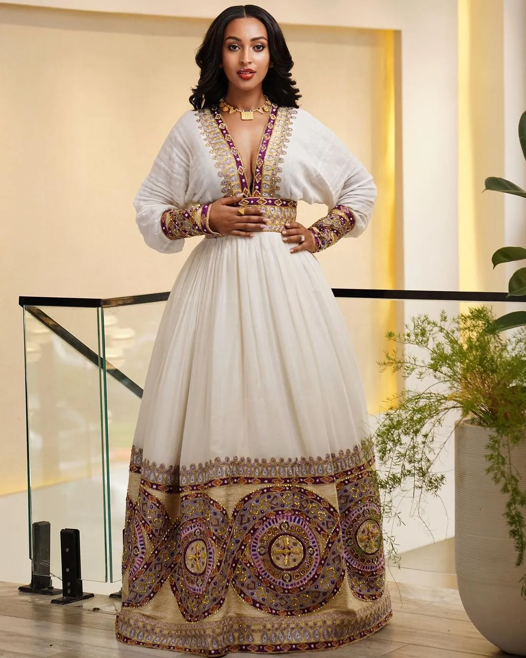 Gorgeous Ethiopian Wedding Dress Beaded Habesha Wedding Dress