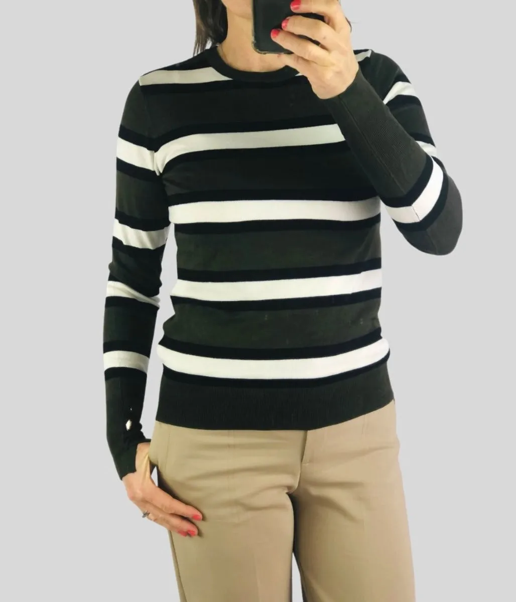 Green & Black Striped Jumper